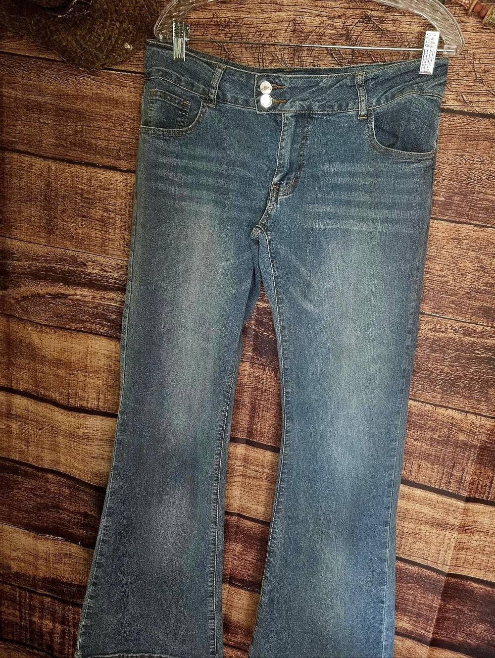 PreLoved "JUSTALWART" DOUBLE BUTTON LOW WAIST JEANS! 💙 SZ LG (34×32)